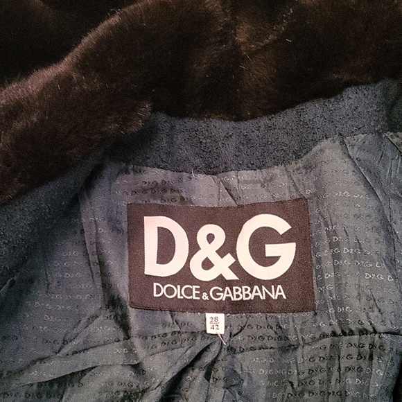 Vintage D & G Green Coat Faur Fur Trim - Picture 8 of 8